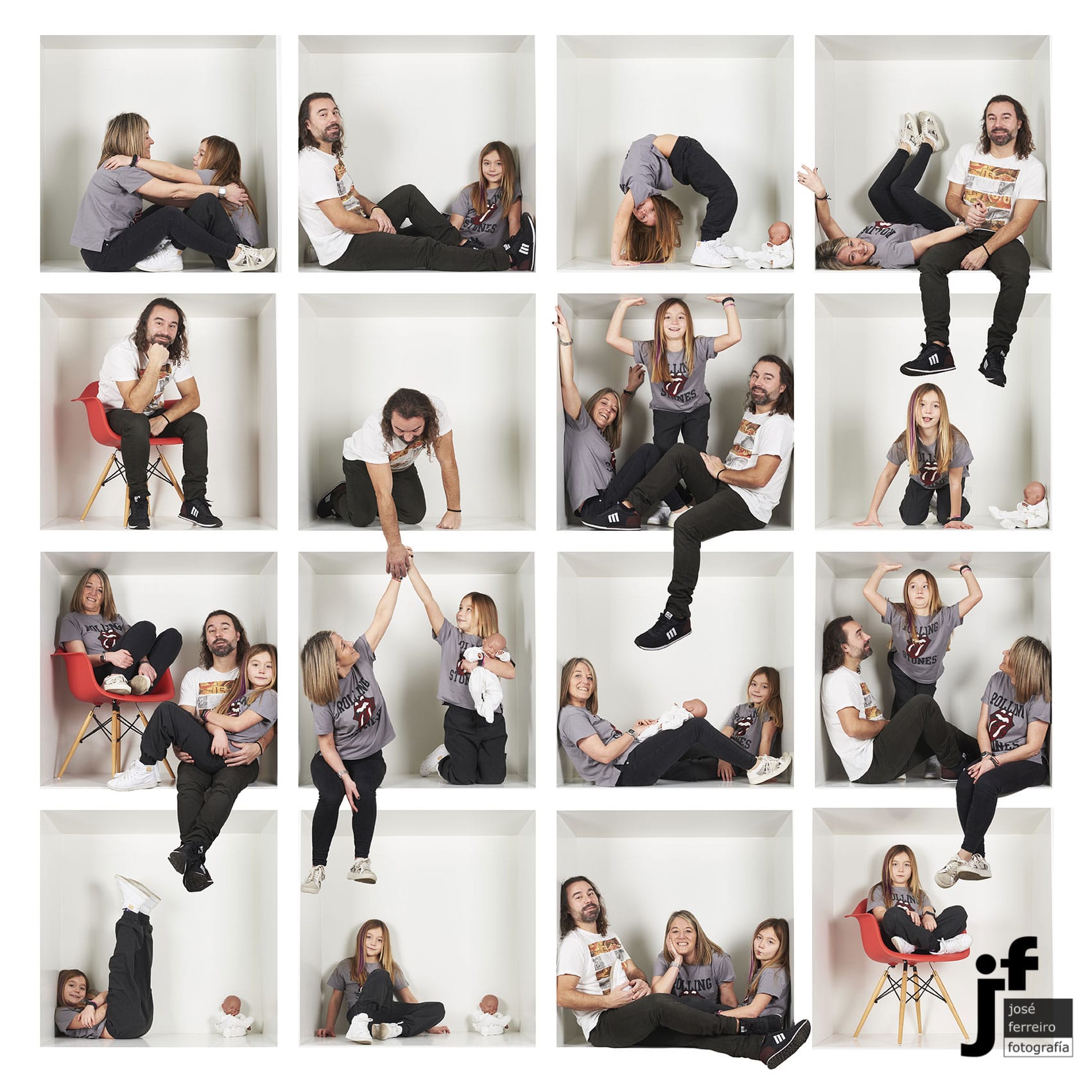 Composición fotográfica Magic Cube para familias en estudio Colindres Cantabria