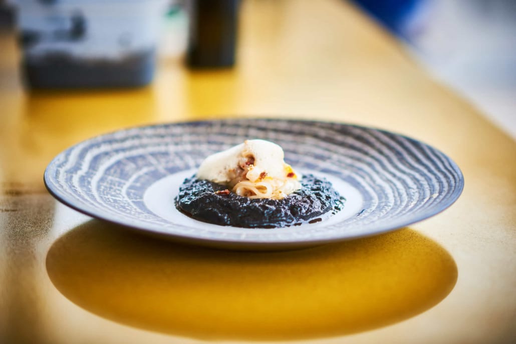 fotografia gastronomica , plato de jibia de autor